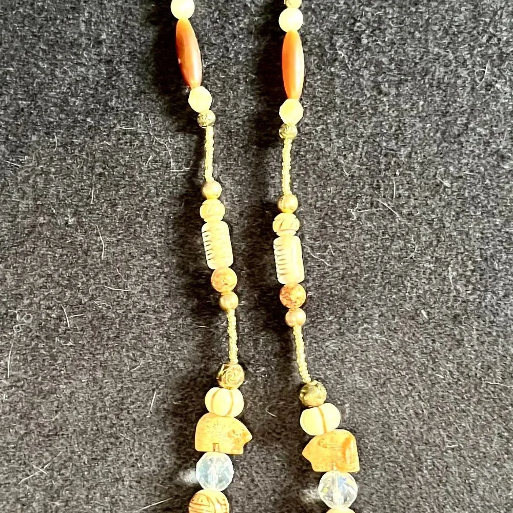 Distinctive Beaded Necklace with Bear Totem Fetish and Painted Pendant - Picture 7 of 8